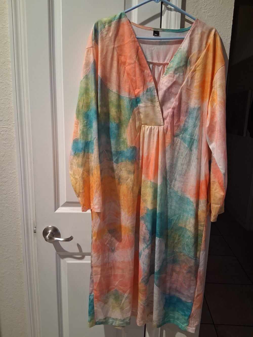Women's Multicolor Watercolor V-Neck Dress